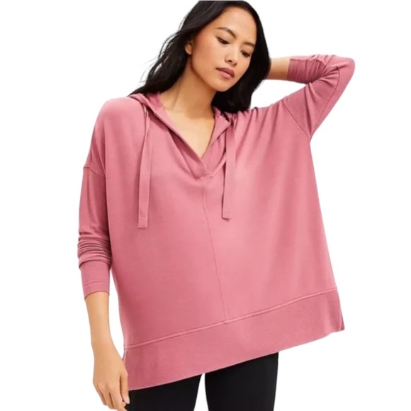 Lou & Grey Tops - Lou & Grey Signature Soft Blend V Neck Tunic Hoodie - Mauvewood